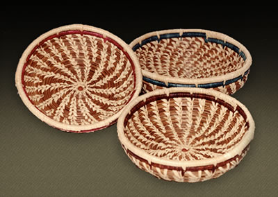 Pine Needle Baskets with Colored Raffia